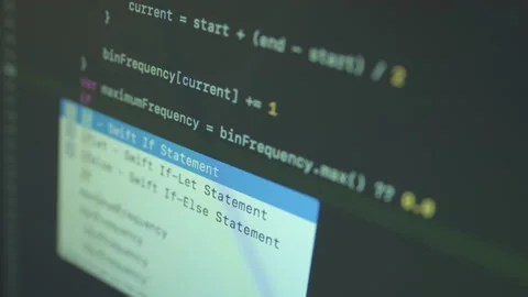 Swift Language Typing Big Data App Code Video stock 167343142