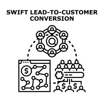 Swift lead to customer conversion process and strategy Stock Illustration