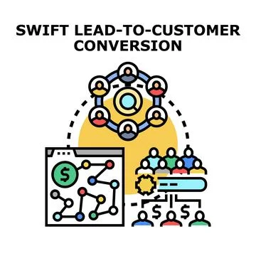 Swift lead to customer conversion process and strategy Stock Illustration