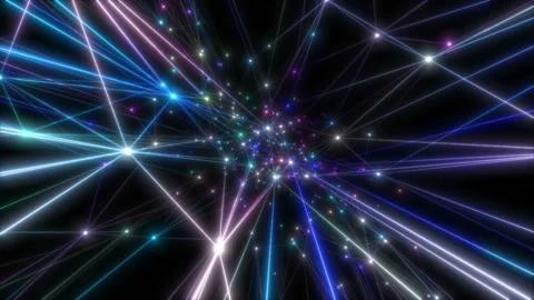 Swift neon rays in a dark space. Stock Footage 125231480