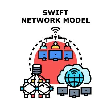 Swift network model for global financial transactions Stock Illustration