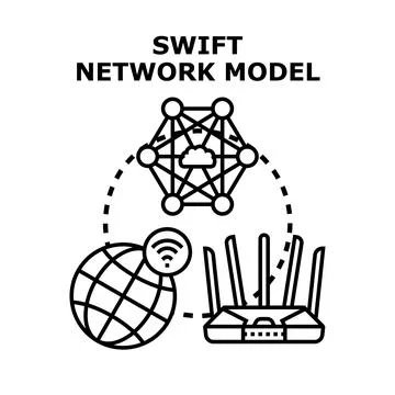 Swift network model for global internet connection Stock Illustration