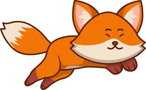 Swift Orange Fox Running Quickly Cartoon Stock-Illustration
