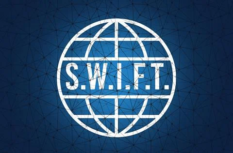 S.W.I.F.T. sign on the dark background. The concept of international finance  Stock Illustration