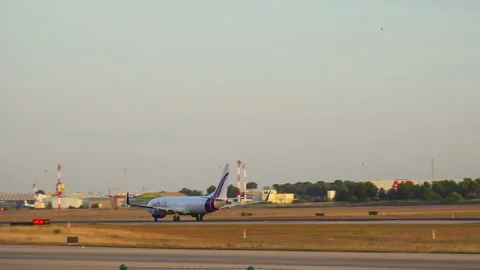 Swiftair Boeing 737 freighter accelerating for takeoff on runway Stock Footage 337791133