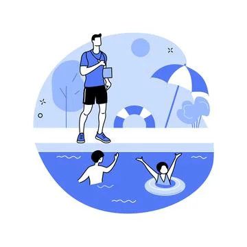 Swim camp abstract concept vector illustration. 스톡 일러스트