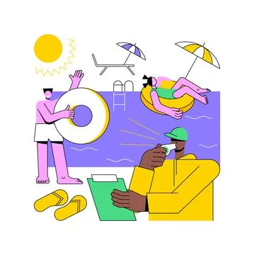 Swim camp abstract concept vector illustration. Stock Illustration