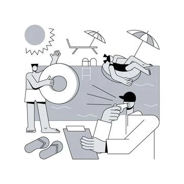 Swim camp abstract concept vector illustration. Stock Illustration