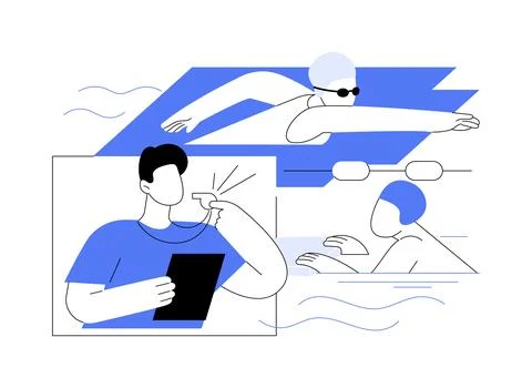 Swim camp abstract concept vector illustration. Illustrazione stock