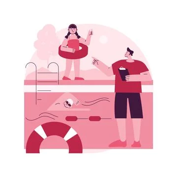 Swim camp abstract concept vector illustration. Illustrazione stock