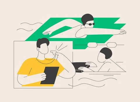 Swim camp abstract concept vector illustration. Stock Illustration