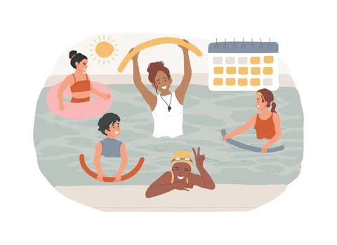 Swim camp isolated concept vector illustration. Illustrazione stock