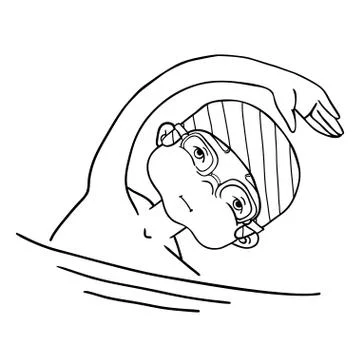 Swim the crawl boy color vector drawing. Stock Illustration
