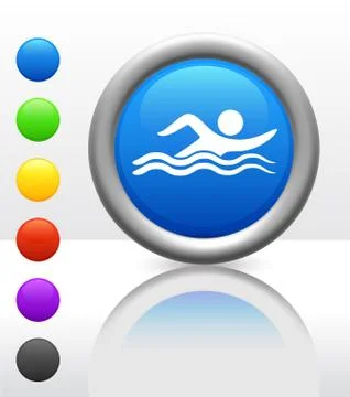 Swim Icon on Internet Button Stock Illustration