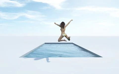 Swim jumping in the pool. Illustrazione stock