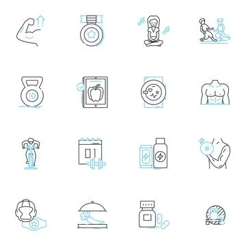 Swim laps linear icons set. Endurance, Stroke, Pool, Fitness, Exercise, Cardio Stock Illustration
