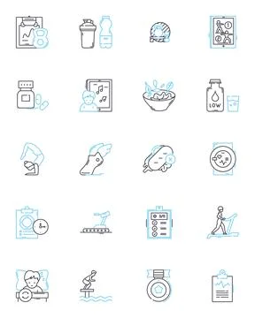 Swim laps linear icons set. Endurance, Stroke, Pool, Fitness, Exercise, Cardio Stock Illustration