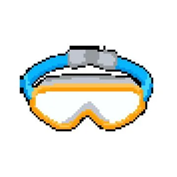Swim pool goggles pixel art vector illustration Stock Illustration