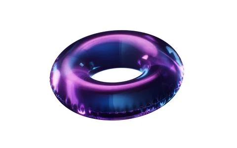 Swim ring with dark neon light effect, 3d rendering. Illustrazione stock