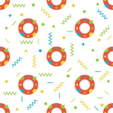 Swim ring seamless pattern for use as wrapping paper gift or wallpaper and pr Illustrazione stock