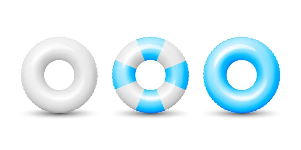 Swim Ring Set, 3d Vector Illustration. Inflatable Swim Ring Collection, Front Stock Illustration