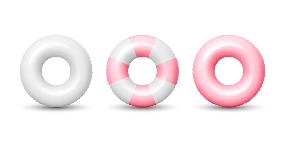 Swim Ring Set, 3d Vector Illustration. Inflatable Swim Ring Collection, Front Stock Illustration