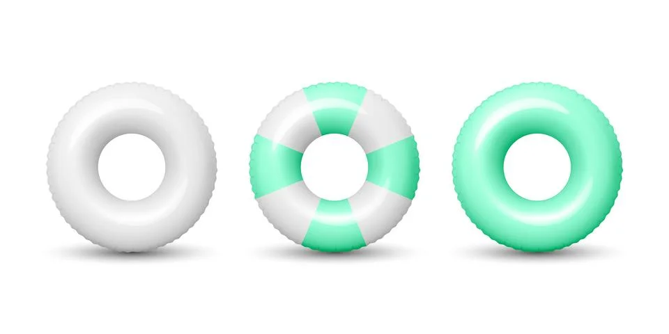 Swim Ring Set, 3d Vector Illustration. Inflatable Swim Ring Collection, Front Stock Illustration