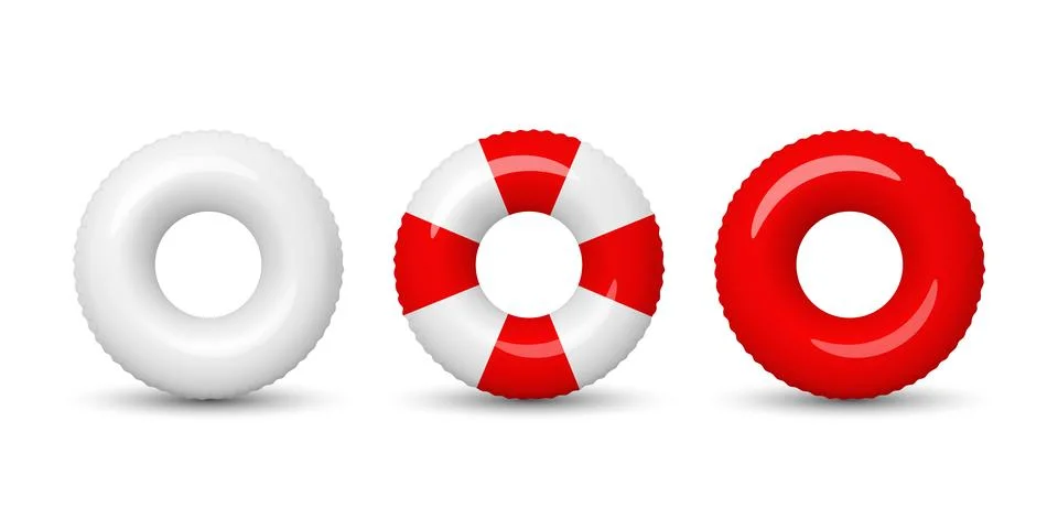 Swim Ring Set, 3d Vector Illustration. Inflatable Swim Ring Collection, Front Stock Illustration