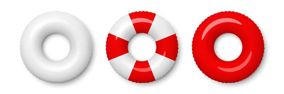 Swim Ring Set, 3d Vector Illustration. Inflatable Swim Ring Collection, Front Stock Illustration