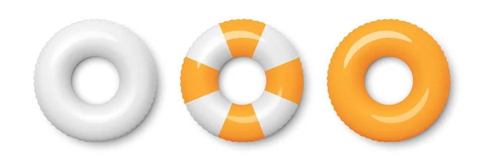 Swim Ring Set, 3d Vector Illustration. Inflatable Swim Ring Collection, Front Stock Illustration