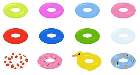 Swim rings set. Inflatable rubber toy icon Stock Illustration
