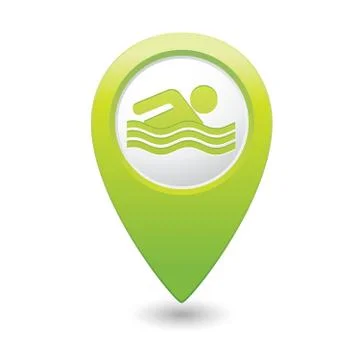 Swiming icon green map pointer Stock Illustration