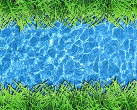 Swiming pool with grass frame Stock Illustration