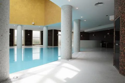 Swiming pool inside building Stock Photos