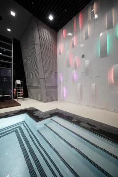 Swiming pool inside building Stock Photos