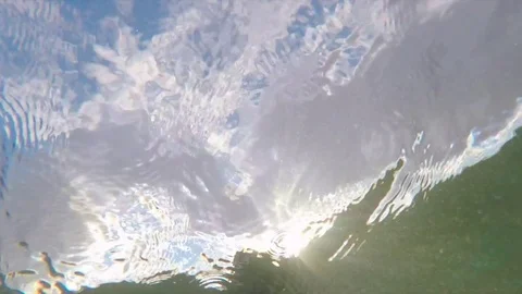 Swiming under the waves first person point of view Stock Footage 83872728