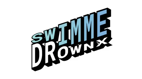 SWIMME vs DROWNX, 3D Text Animation in Isometric View with Opposite Word Motion Stock Footage 314264093