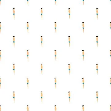 Swimmer in blue trunks seamless pattern on white background Stock Illustration