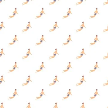 Swimmer character repeating pattern for summer design イラスト素材