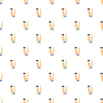 Swimmer diving pattern repeating on white background 스톡 일러스트