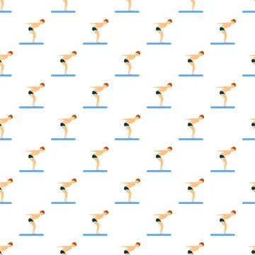 Swimmer diving start position repeating seamless pattern Stock Illustration