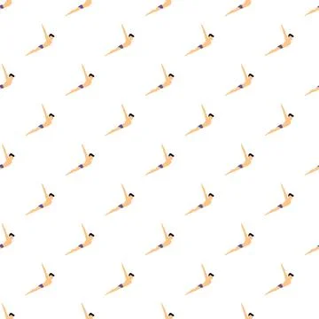 Swimmer diving into water seamless repeating pattern Illustrazione stock