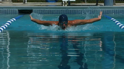 Swimmer doing butterfly stroke Stock Footage 36100666