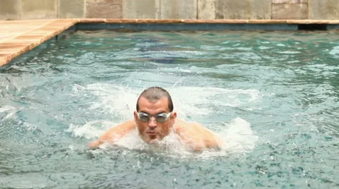 Swimmer Doing Butterfly Stroke Laps In Swimming Pool Stock Footage 41967728