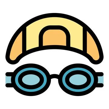 Swimmer goggles and cap icon representing swimming and pool activities Stock Illustration