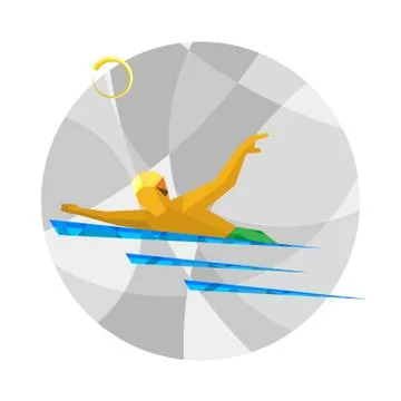 Swimmer on gray background with patterns 스톡 일러스트