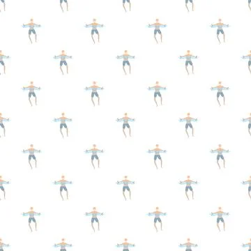 Swimmer holding a surfboard seamless pattern Stock Illustration