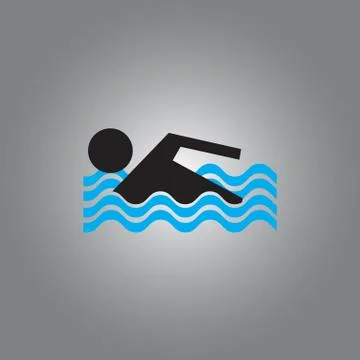 Swimmer icon isolated on gray Stock Illustration