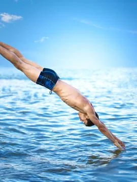 Swimmer jumping Stock Photos