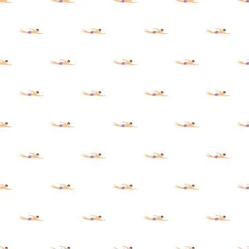 Swimmer pattern repeating on a white background Stock Illustration